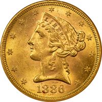 1886-S Liberty Gold Half Eagle ($5) Obverse Image