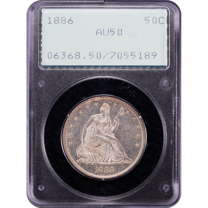 1886 Seated Liberty Half Dollar (50c) Rattler Obverse Image