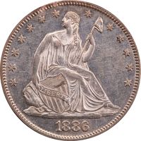 1886 Seated Liberty Half Dollar (50c) Rattler Photo 3