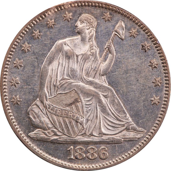 1886 Seated Liberty Half Dollar (50c) Rattler Photo 3