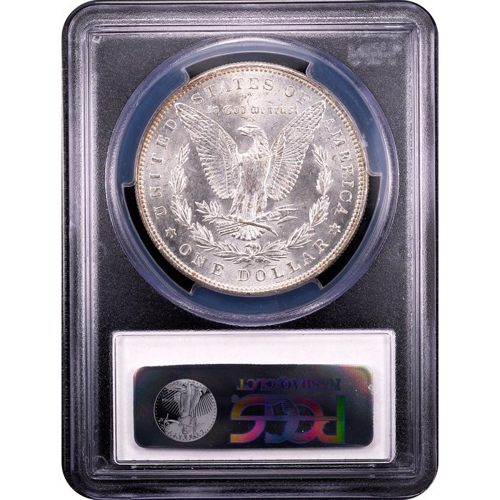 1887 Morgan Dollar ($1) Crescent Rainbow Toner Reverse Slab Image