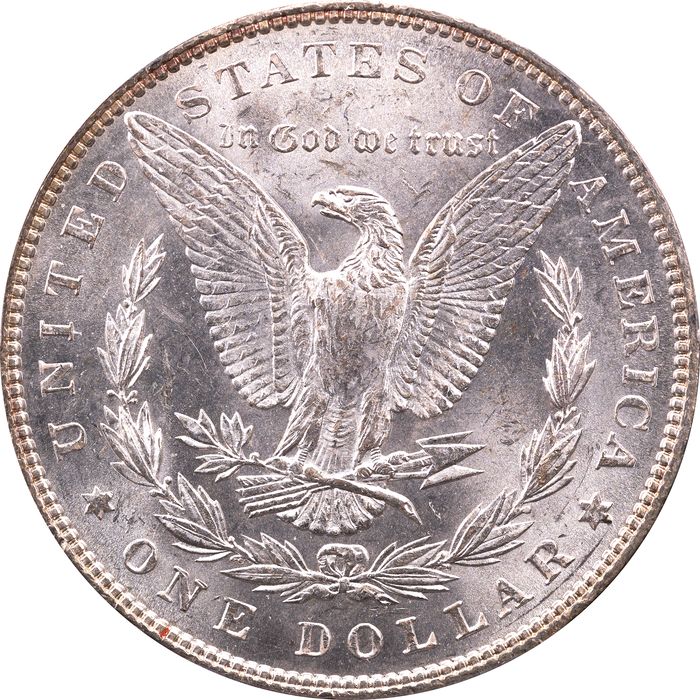 1887 Morgan Dollar ($1) Crescent Rainbow Toner Reverse Image