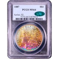 1887 Morgan Dollar ($1) Rainbow Toner Obverse Image