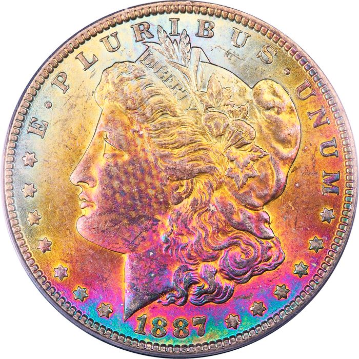 1887 Morgan Dollar ($1) Rainbow Toner Photo 3