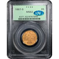 1887-S Liberty Gold Half Eagle ($5) OGH Obverse Slab Image