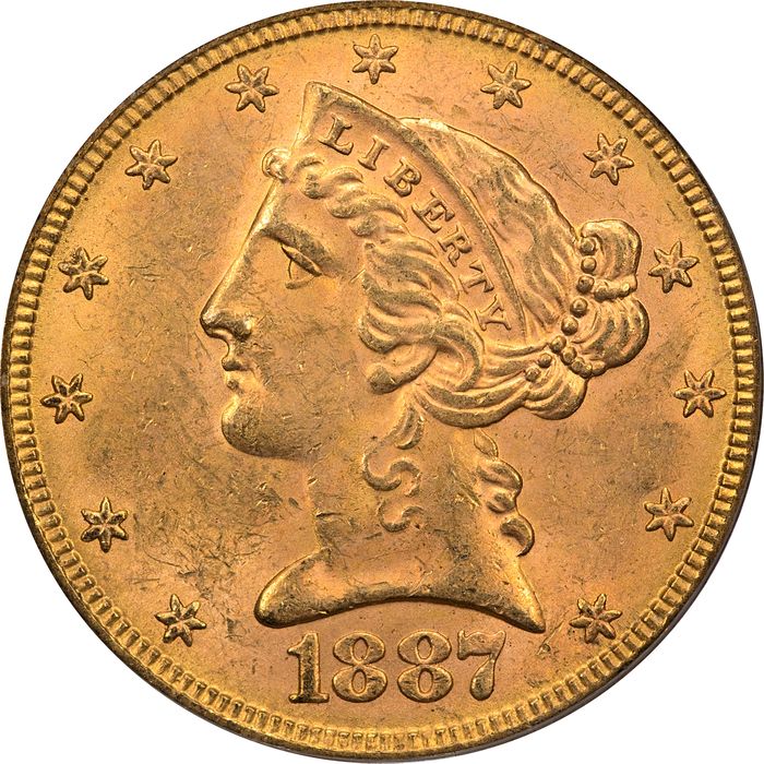 1887-S Liberty Gold Half Eagle ($5) OGH Obverse Image