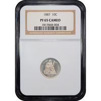 1887 Seated Liberty Dime (10c) Obverse Slab Image