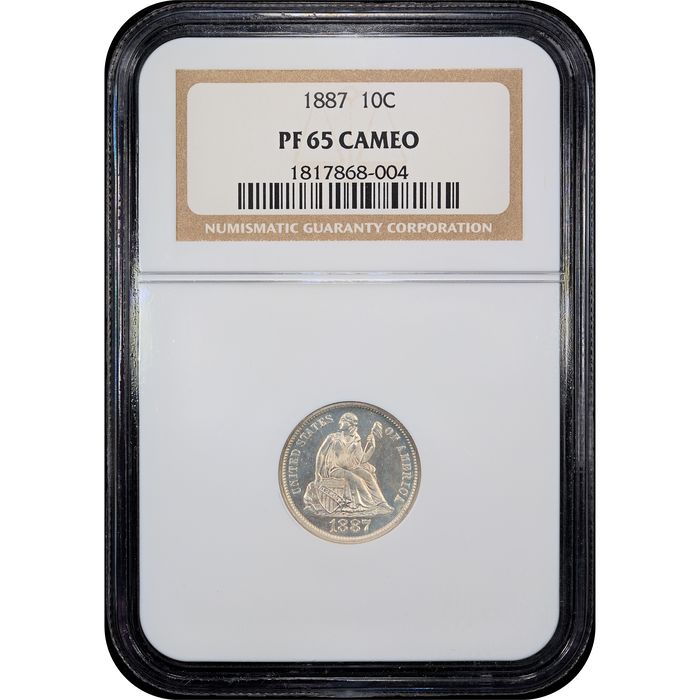 1887 Seated Liberty Dime (10c) Obverse Slab Image