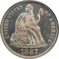 1887 Seated Liberty Dime (10c) Obverse Image