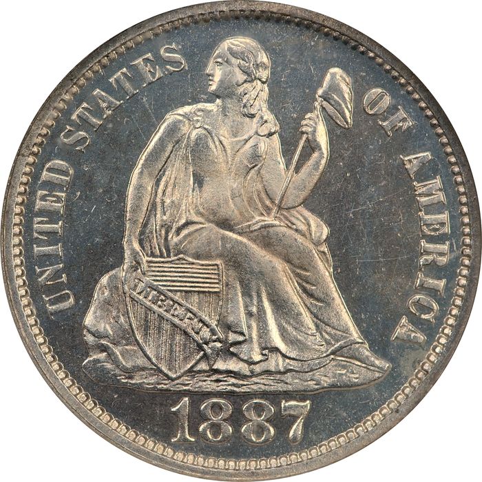 1887 Seated Liberty Dime (10c) Obverse Image