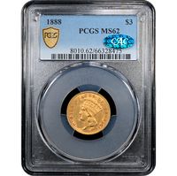 1888 Gold Three Dollars ($3) Obverse Slab Image