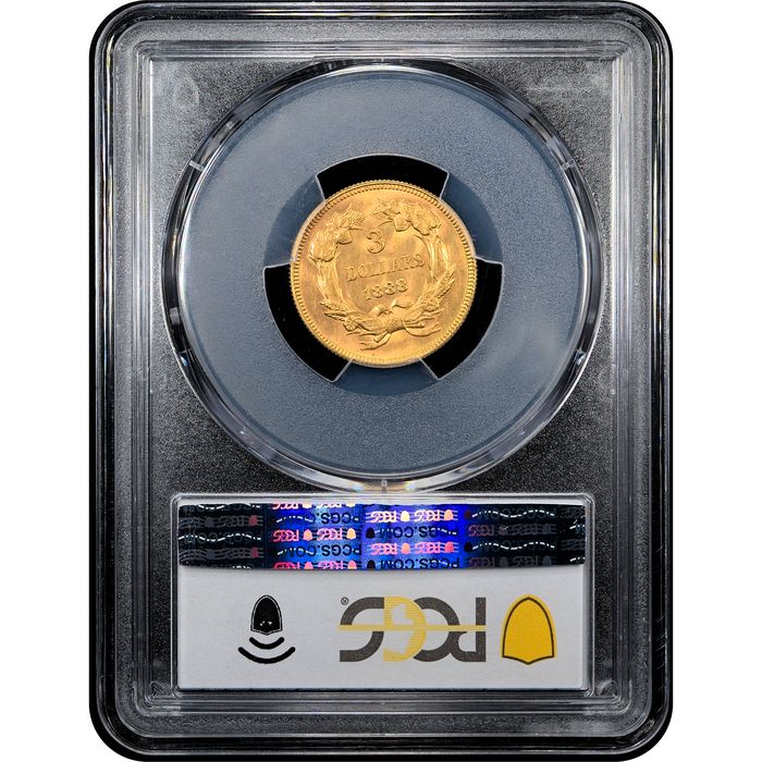 1888 Gold Three Dollars ($3) Reverse Slab Image