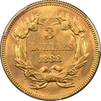 1888 Gold Three Dollars ($3) Reverse Image
