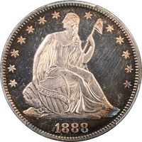 1888 Seated Liberty Half Dollar (50c) Obverse Image
