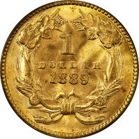 1889 Gold Dollar (G$1) OGH Reverse Image