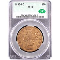 1890-CC Liberty Gold Double Eagle ($20) Obverse Slab Image