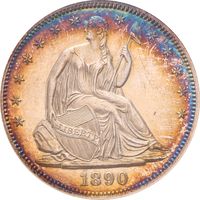 1890 Seated Liberty Half Dollar (50c) Photo 3