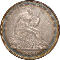 1890 Seated Liberty Half Dollar (50c) Photo 3