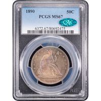 1890 Seated Liberty Half Dollar (50c) Obverse Slab Image