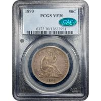 1890 Seated Liberty Half Dollar (50c) Obverse Image