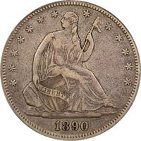 1890 Seated Liberty Half Dollar (50c) Photo 3