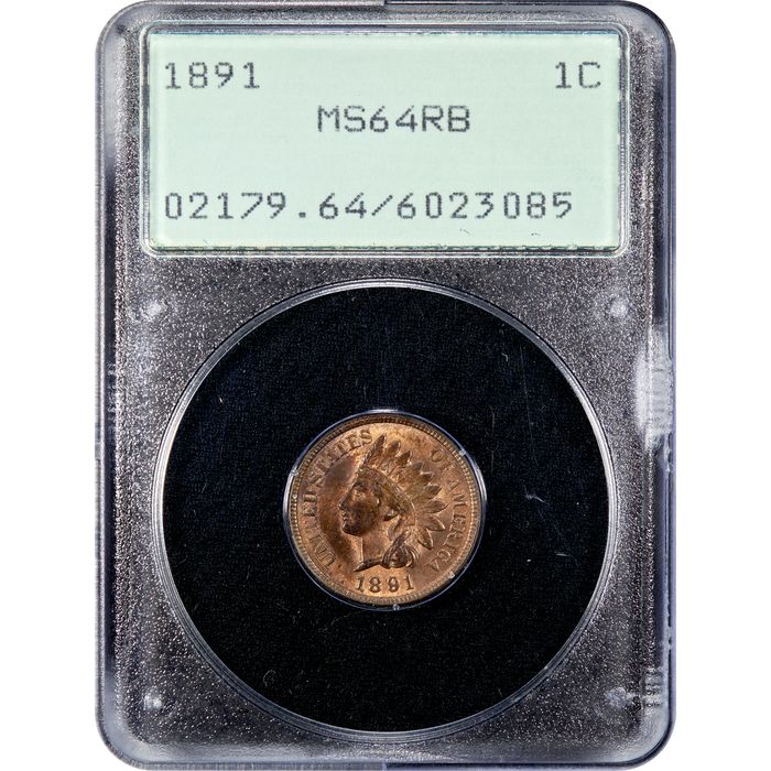 1891 Indian Cent (1c) Rattler Obverse Slab Image