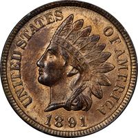 1891 Indian Cent (1c) Rattler Obverse Image