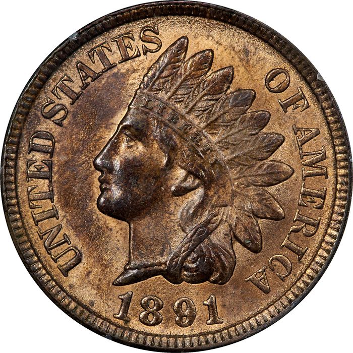 1891 Indian Cent (1c) Rattler Obverse Image