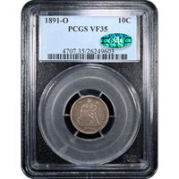 1891-O Seated Liberty Dime (10c) Obverse Slab Image