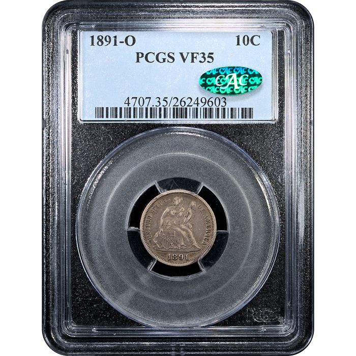 1891-O Seated Liberty Dime (10c) Obverse Slab Image