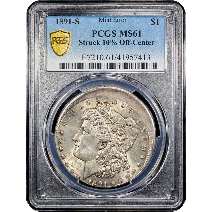 1891-S Morgan Dollar ($1) Error - Struck 10 Percent Off-Center Obverse Slab Image