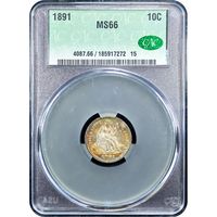 1891 Seated Liberty Dime (10c) Obverse Slab Image