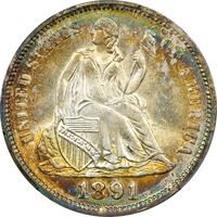 1891 Seated Liberty Dime (10c) Obverse Image