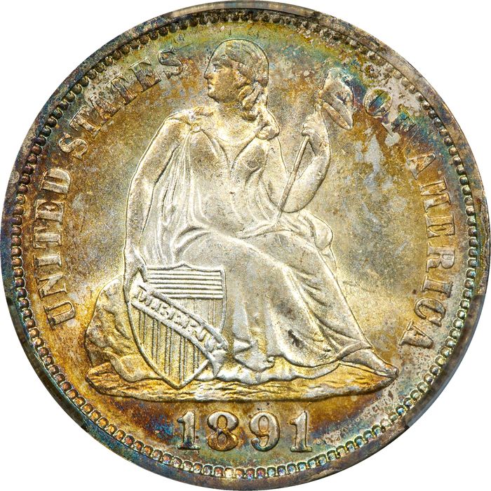 1891 Seated Liberty Dime (10c) Obverse Image