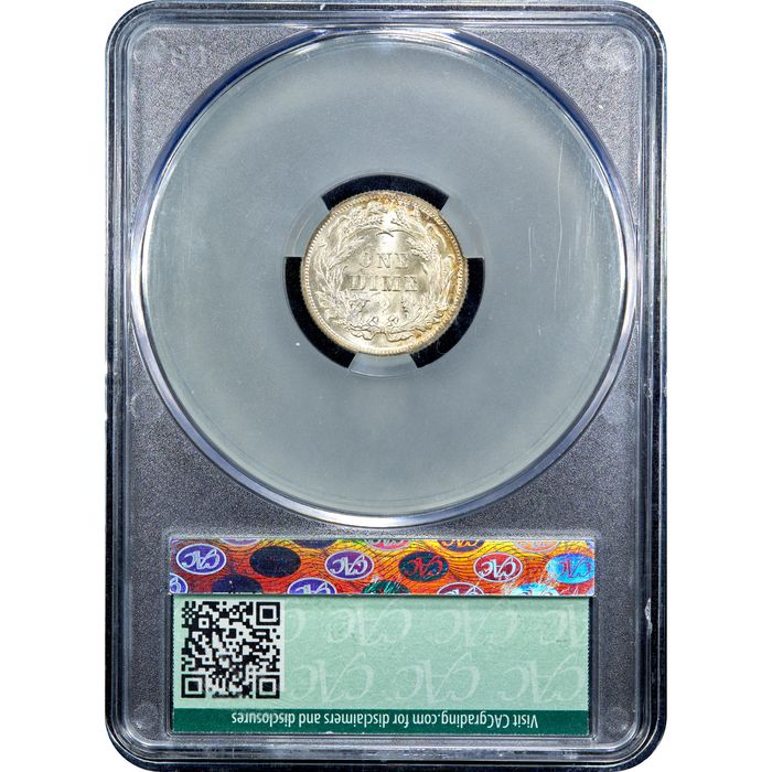 1891 Seated Liberty Dime (10c) Reverse Slab Image