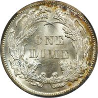 1891 Seated Liberty Dime (10c) Reverse Image