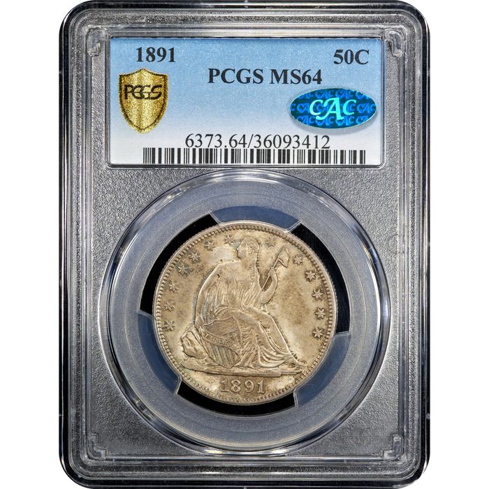 1891 Seated Liberty Half Dollar (50c) Obverse Slab Image