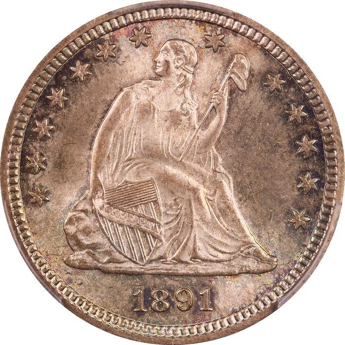 1891 Seated Liberty Quarter (25c) Obverse Image