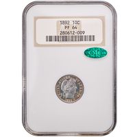 1892 5-Coin Proof Set Barber Dime 10c Obverse Slab Image