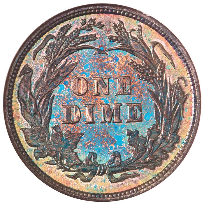 1892 5-Coin Proof Set Barber Dime 10c Reverse Image
