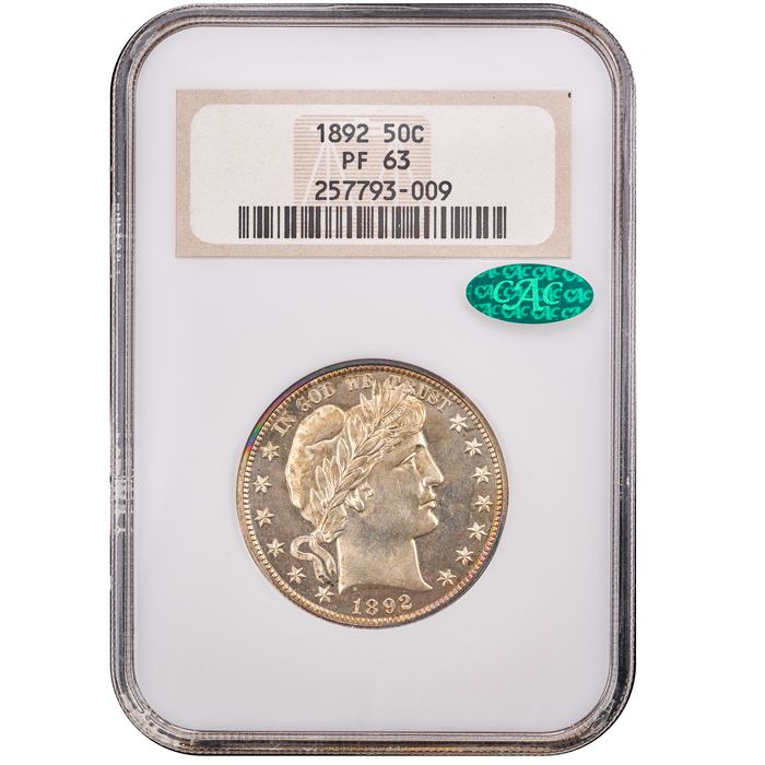 1892 5-Coin Proof Set Barber Half 50c Obverse Slab Image