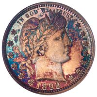 1892 5-Coin Proof Set Barber Quarter 25c Obverse Image