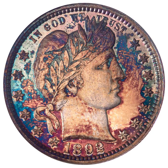 1892 5-Coin Proof Set Barber Quarter 25c Obverse Image