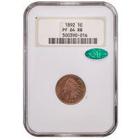 1892 5-Coin Proof Set Indian Cent 1c Obverse Slab Image