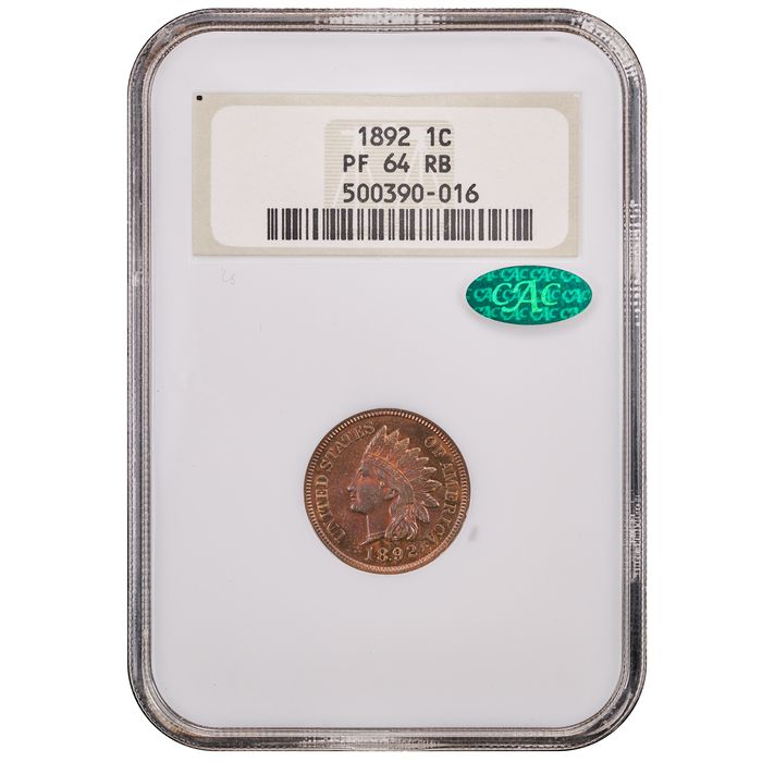 1892 5-Coin Proof Set Indian Cent 1c Obverse Slab Image