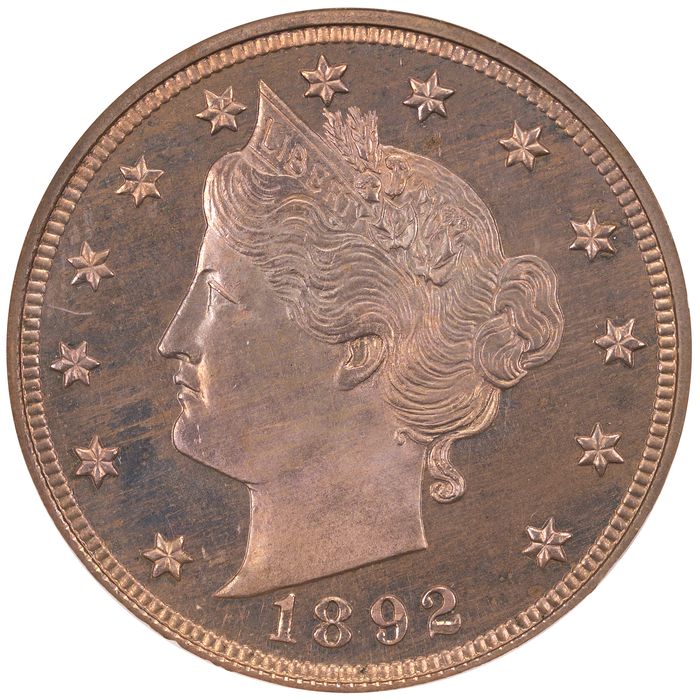 1892 5-Coin Proof Set Liberty Nickel 5c Obverse Image