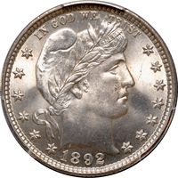 1892 Barber Quarter (25c) Photo 3