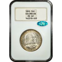 1892 Columbian Commem Half Dollar (50c) Obverse Slab Image