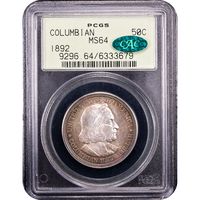 1892 Columbian Commemorative Half Dollar (50c) OGH Obverse Slab Image