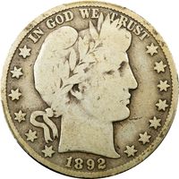 1892-S Barber Half Dollar (50c) Obverse Image